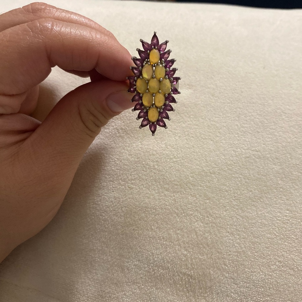 Elegant Yellow and Purple Gemstone Ring